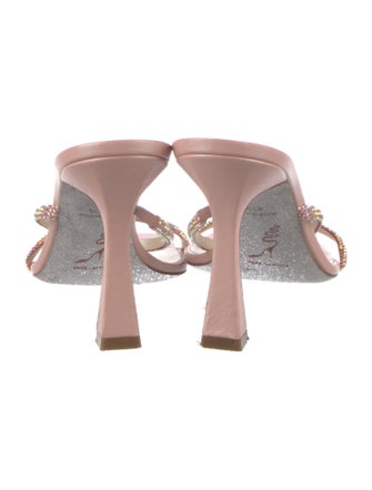 René Caovilla Leather Crystal Embellishments Slides