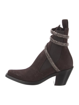René Caovilla Suede Crystal Embellishments Sock Boots