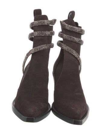 René Caovilla Suede Crystal Embellishments Sock Boots