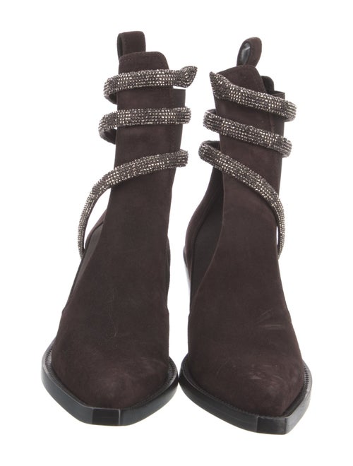 René Caovilla Suede Crystal Embellishments Sock Boots