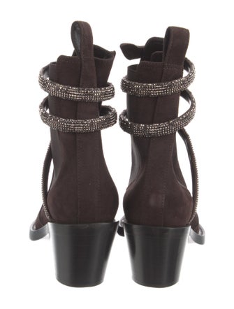 René Caovilla Suede Crystal Embellishments Sock Boots