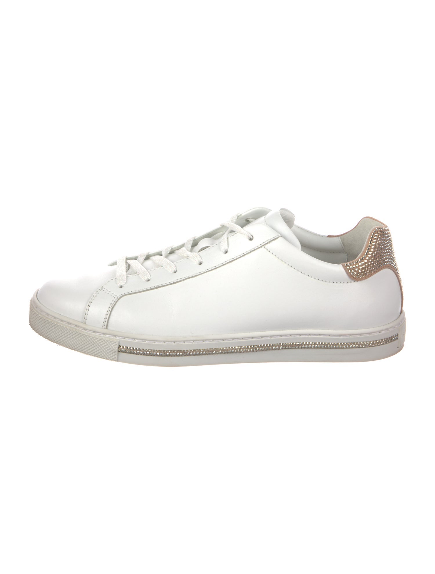 René Caovilla Leather Crystal Embellishments Sneakers