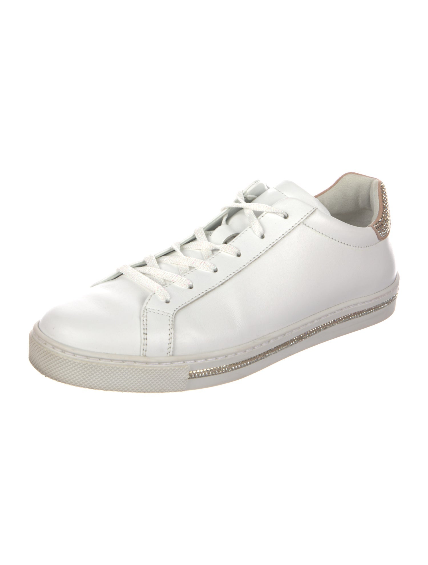 René Caovilla Leather Crystal Embellishments Sneakers