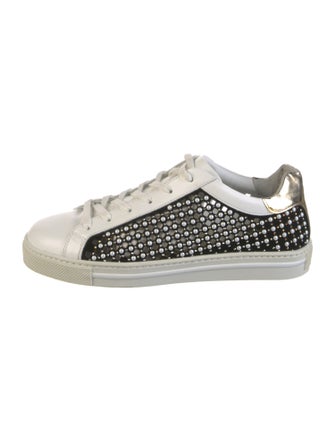 René Caovilla Leather Colorblock Pattern Sneakers