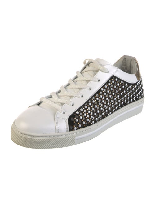 René Caovilla Leather Colorblock Pattern Sneakers
