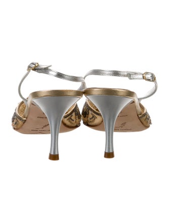 René Caovilla Leather Patterned Slingback Pumps