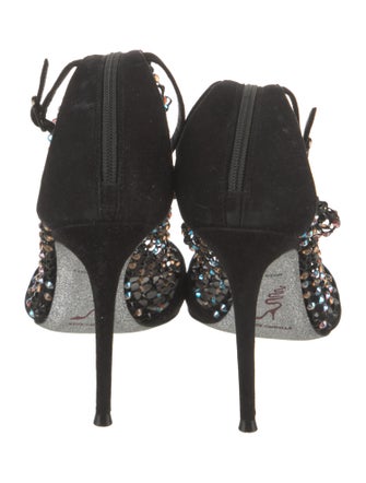 René Caovilla Suede Glitter Accents Sock Boots