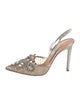 René Caovilla Lace Pattern Glitter Accents Slingback Pumps