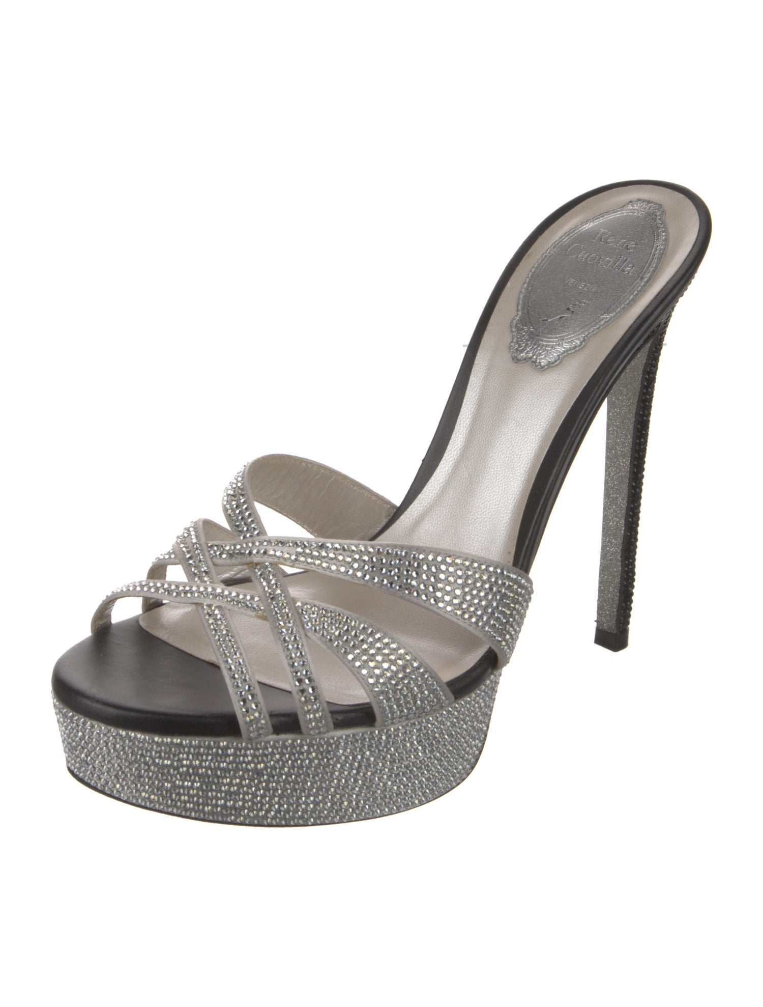 René Caovilla Vintage Crystal Slides