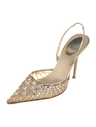 René Caovilla Mesh Mesh Accents Slingback Pumps