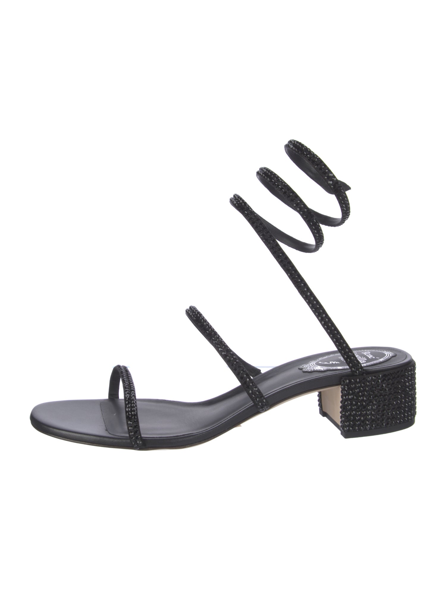 René Caovilla Patent Leather Crystal Embellishments Gladiator Sandals