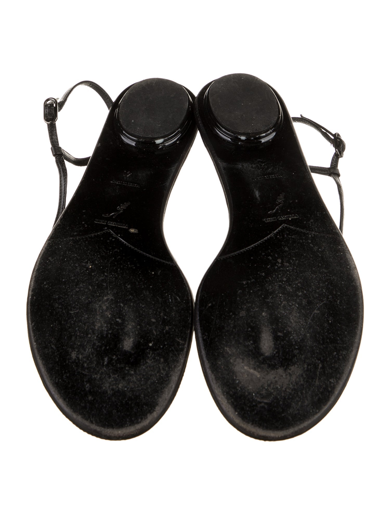 René Caovilla Leather Crystal Embellishments T-Strap Sandals