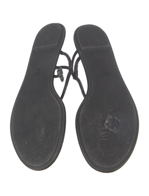 René Caovilla Leather Glitter Accents T-Strap Sandals