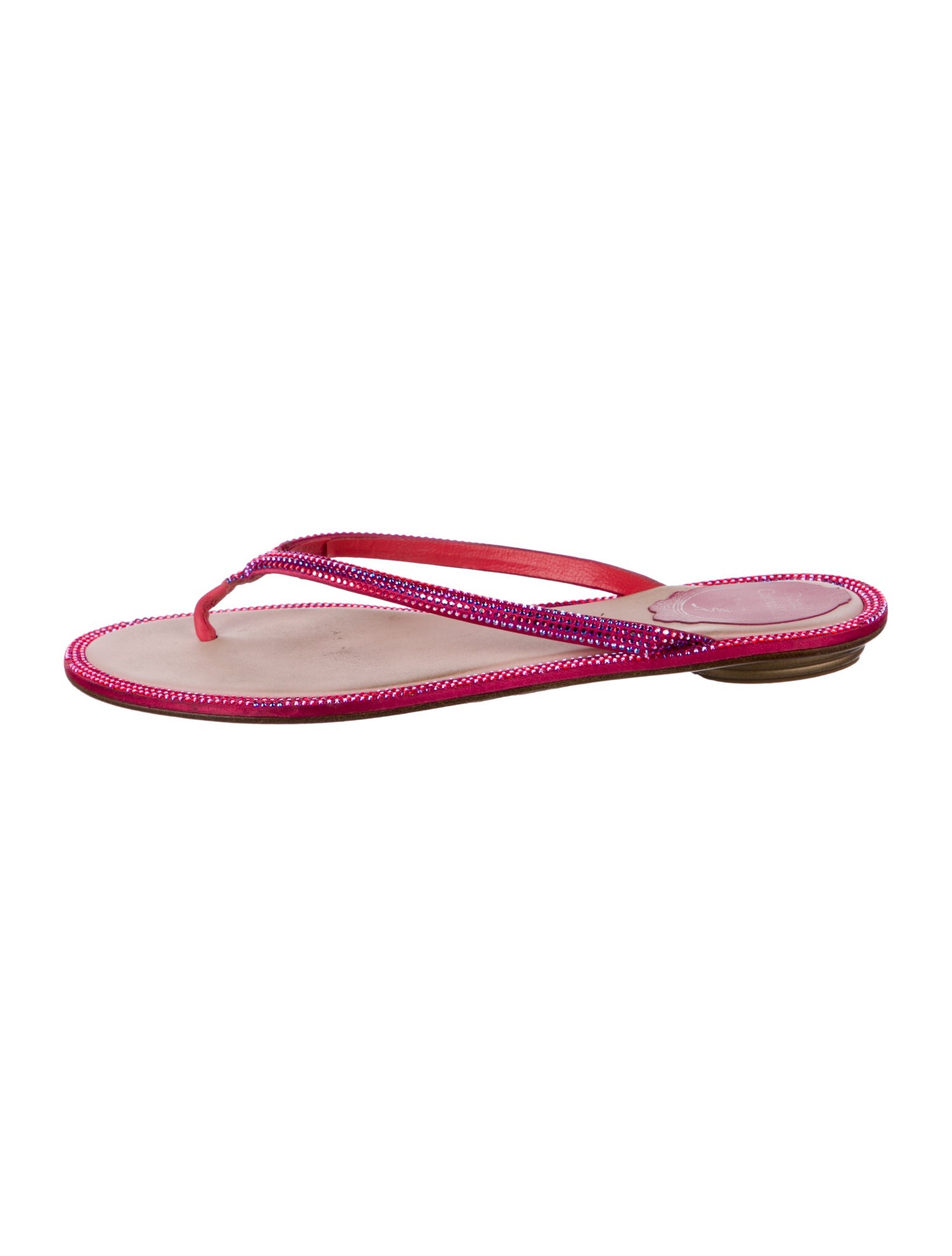 René Caovilla Crystal Embellishments Flip Flops