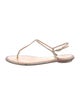 René Caovilla Leather Crystal Embellishments T-Strap Sandals