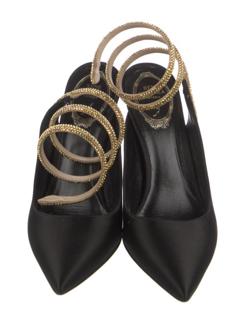 René Caovilla Satin Slingback Pumps