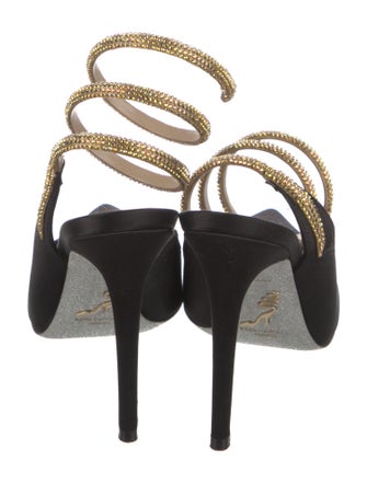 René Caovilla Satin Slingback Pumps