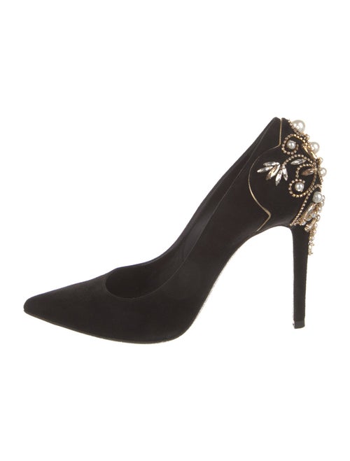 René Caovilla Suede Crystal Embellishments Pumps