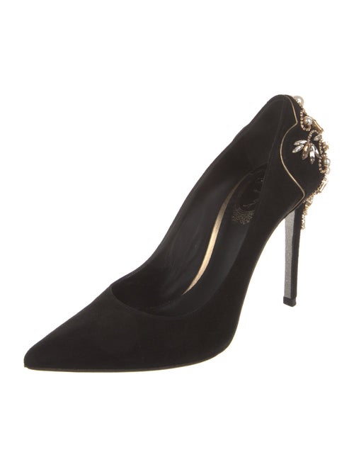 René Caovilla Suede Crystal Embellishments Pumps
