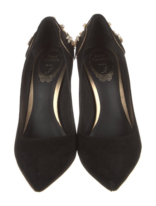 René Caovilla Suede Crystal Embellishments Pumps