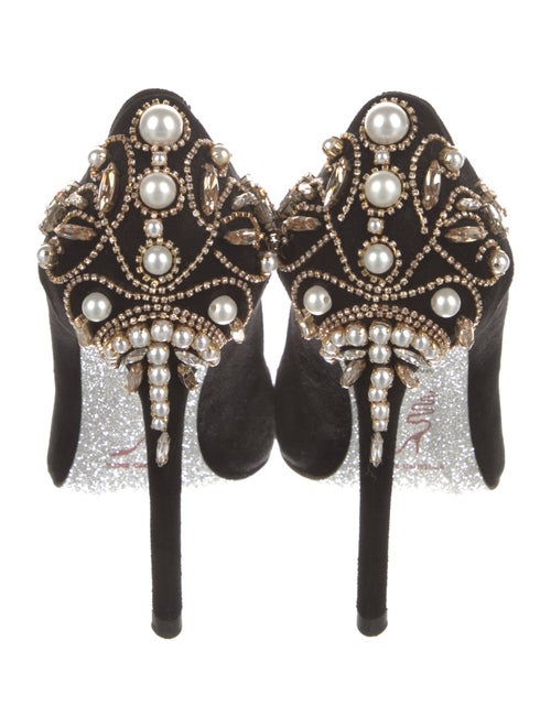 René Caovilla Suede Crystal Embellishments Pumps