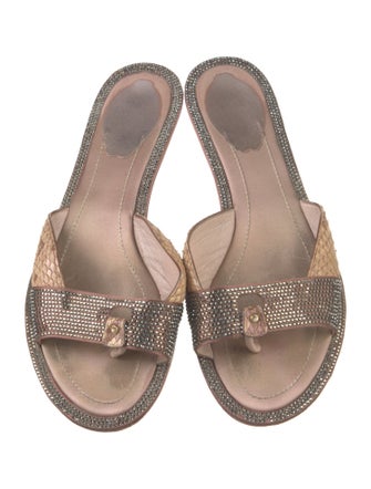 René Caovilla Leather Printed Slides