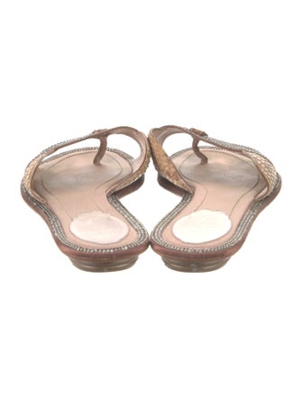 René Caovilla Leather Printed Slides