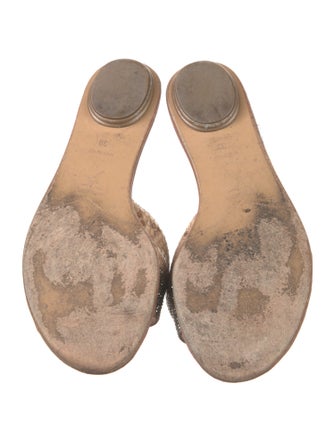 René Caovilla Leather Printed Slides