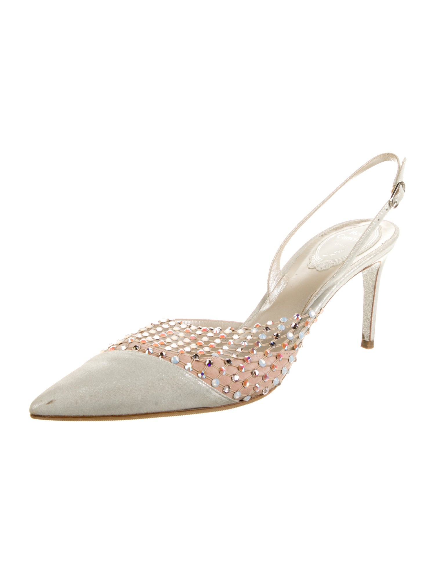 René Caovilla Crystal Embellishments Slingback Pumps