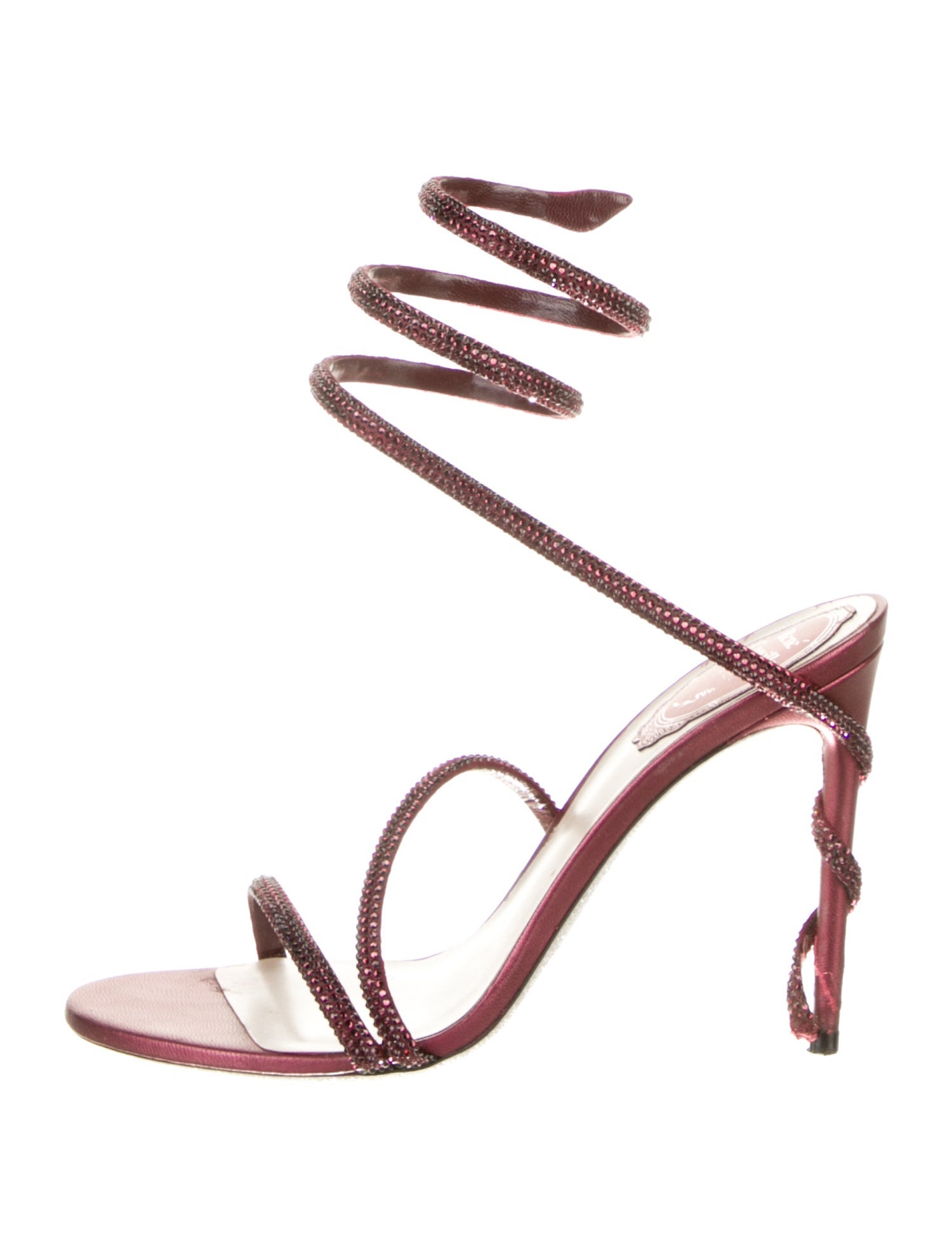 René Caovilla Leather Crystal Embellishments Gladiator Sandals