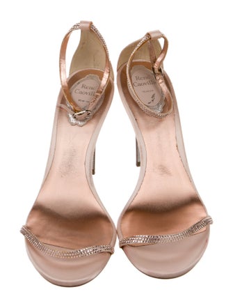 René Caovilla Leather Crystal Embellishments Sandals