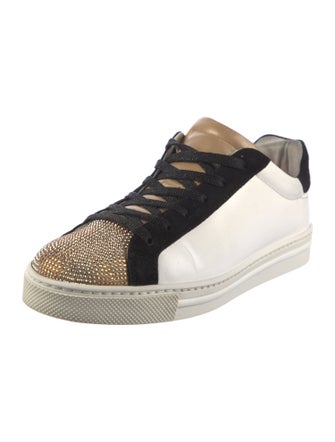 René Caovilla Leather Colorblock Pattern Sneakers