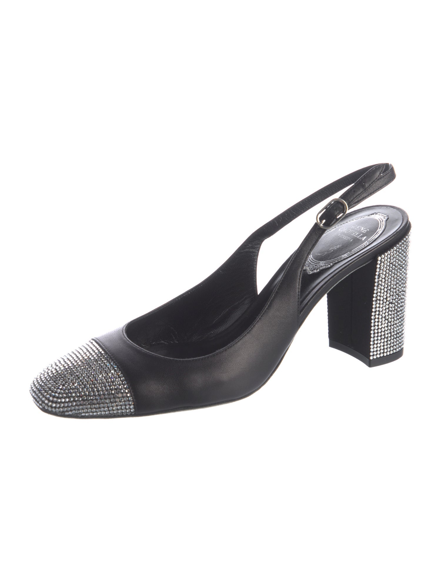 René Caovilla Leather Slingback Pumps