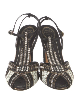 René Caovilla Satin Slingback Pumps