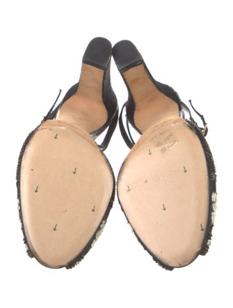 René Caovilla Satin Slingback Pumps