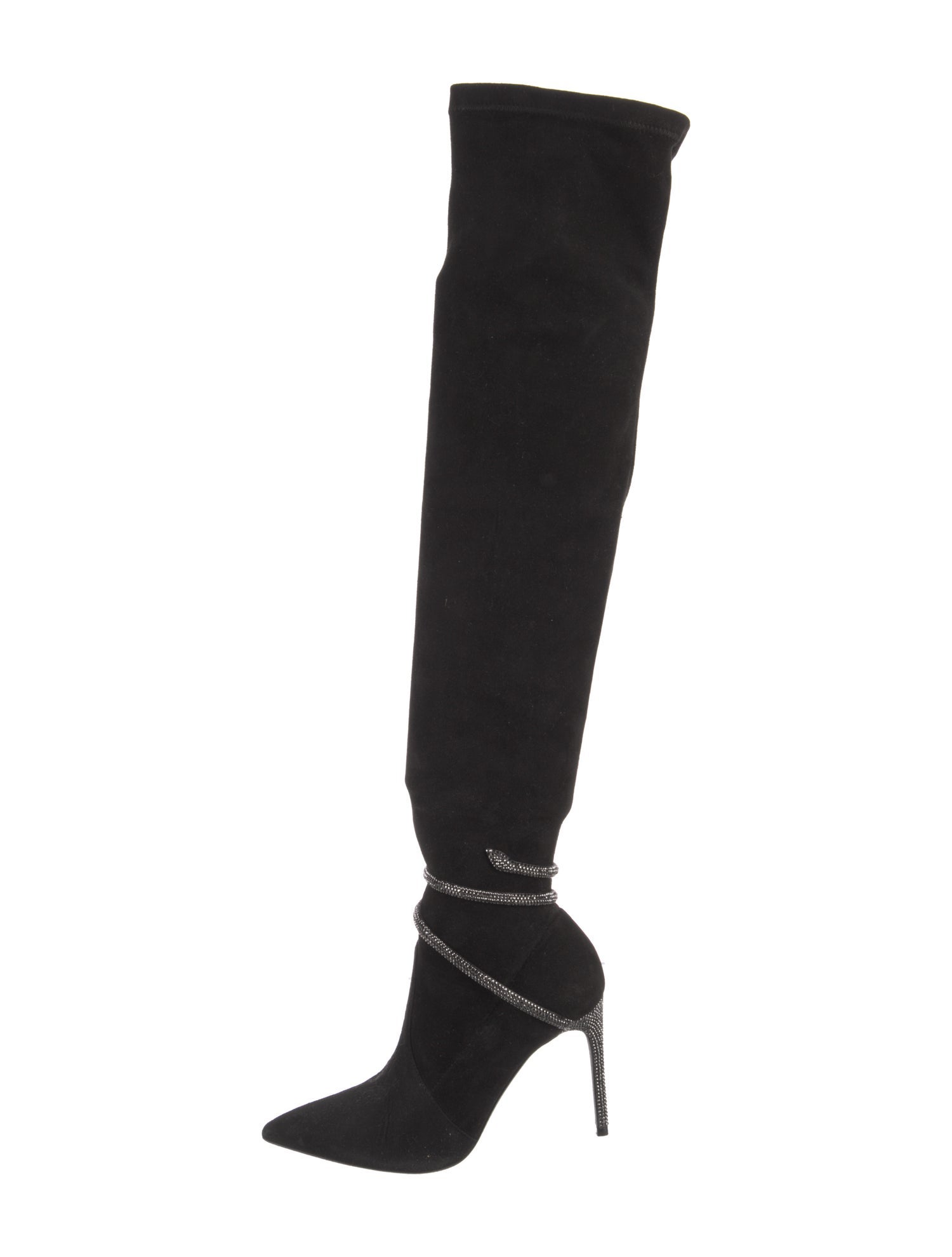 René Caovilla Suede Crystal Embellishments Sock Boots
