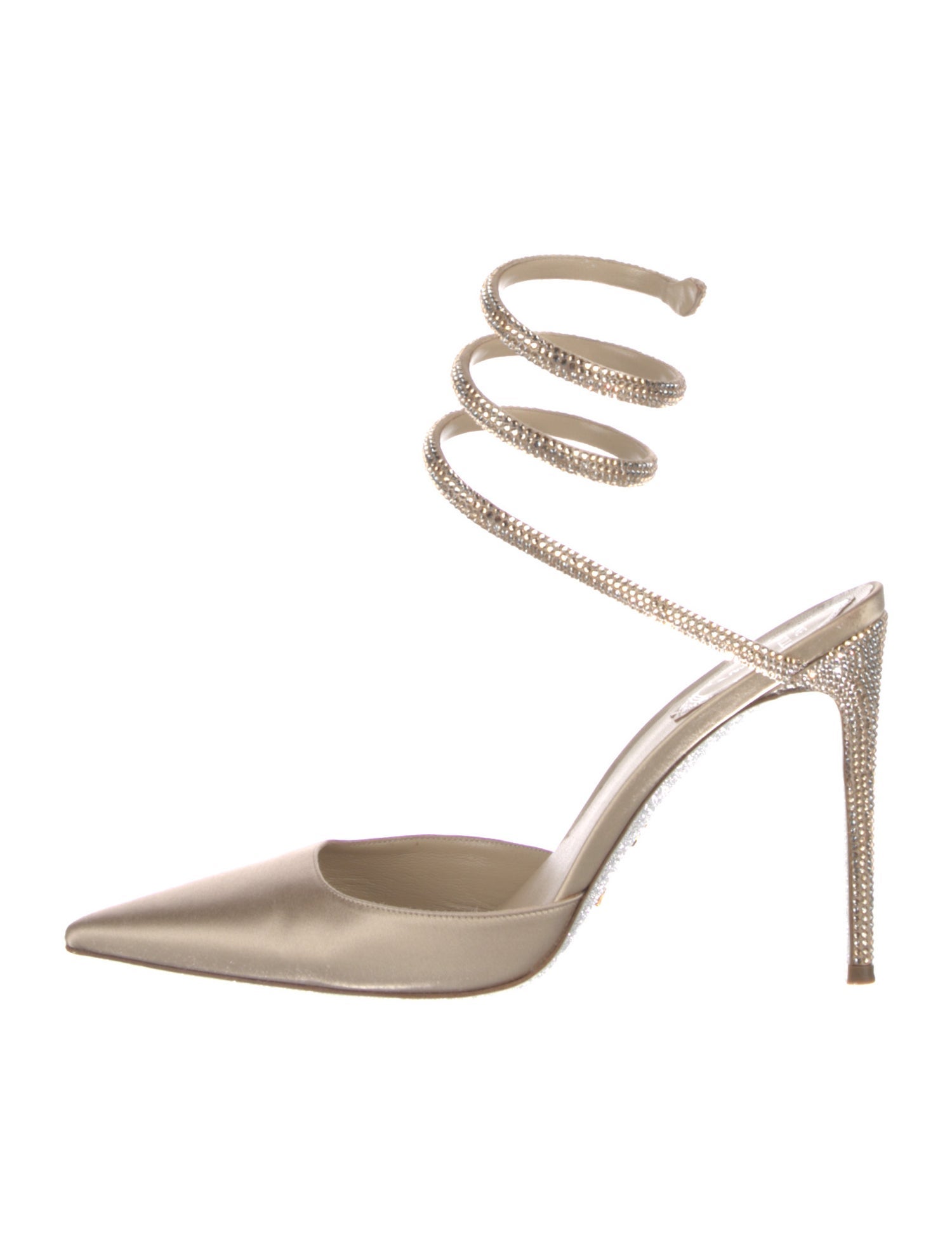 René Caovilla Satin Crystal Embellishments Sandals