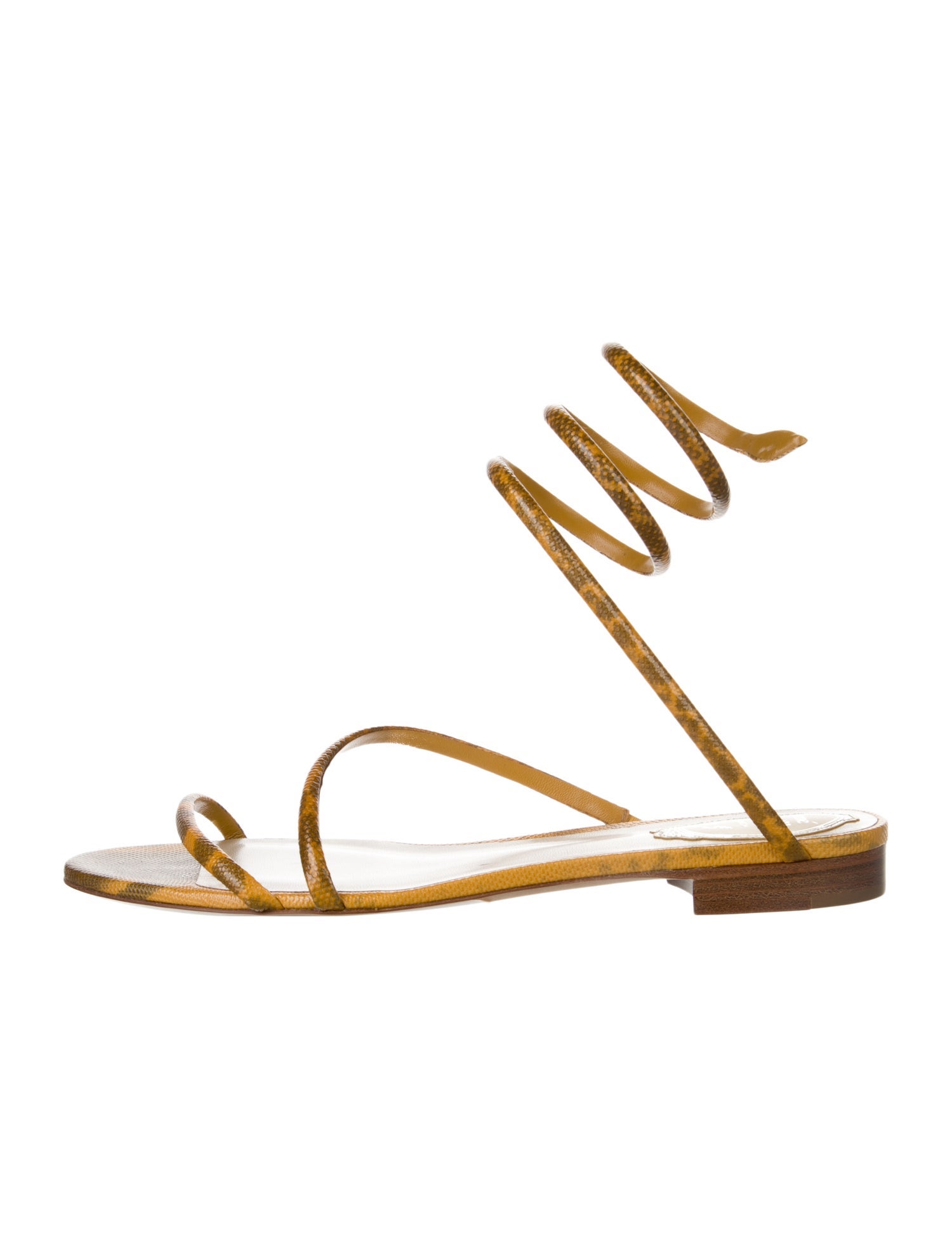 René Caovilla Leather Slingback Sandals