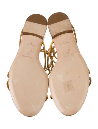 René Caovilla Leather Slingback Sandals