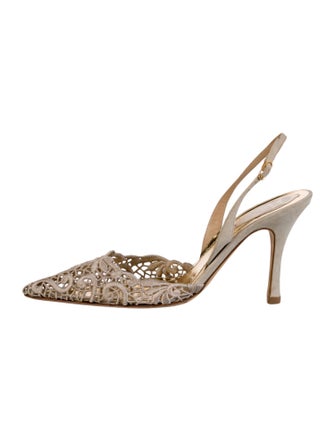 René Caovilla Lace Slingback Pumps
