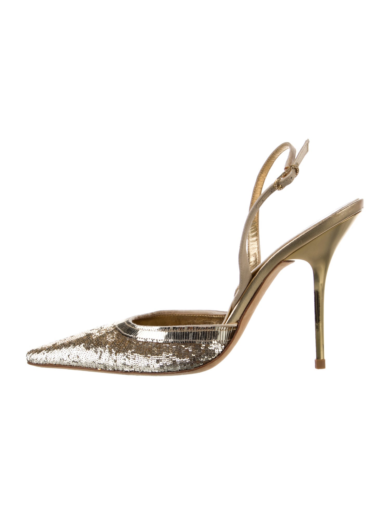 René Caovilla Sequins Crystal Embellishments Slingback Pumps