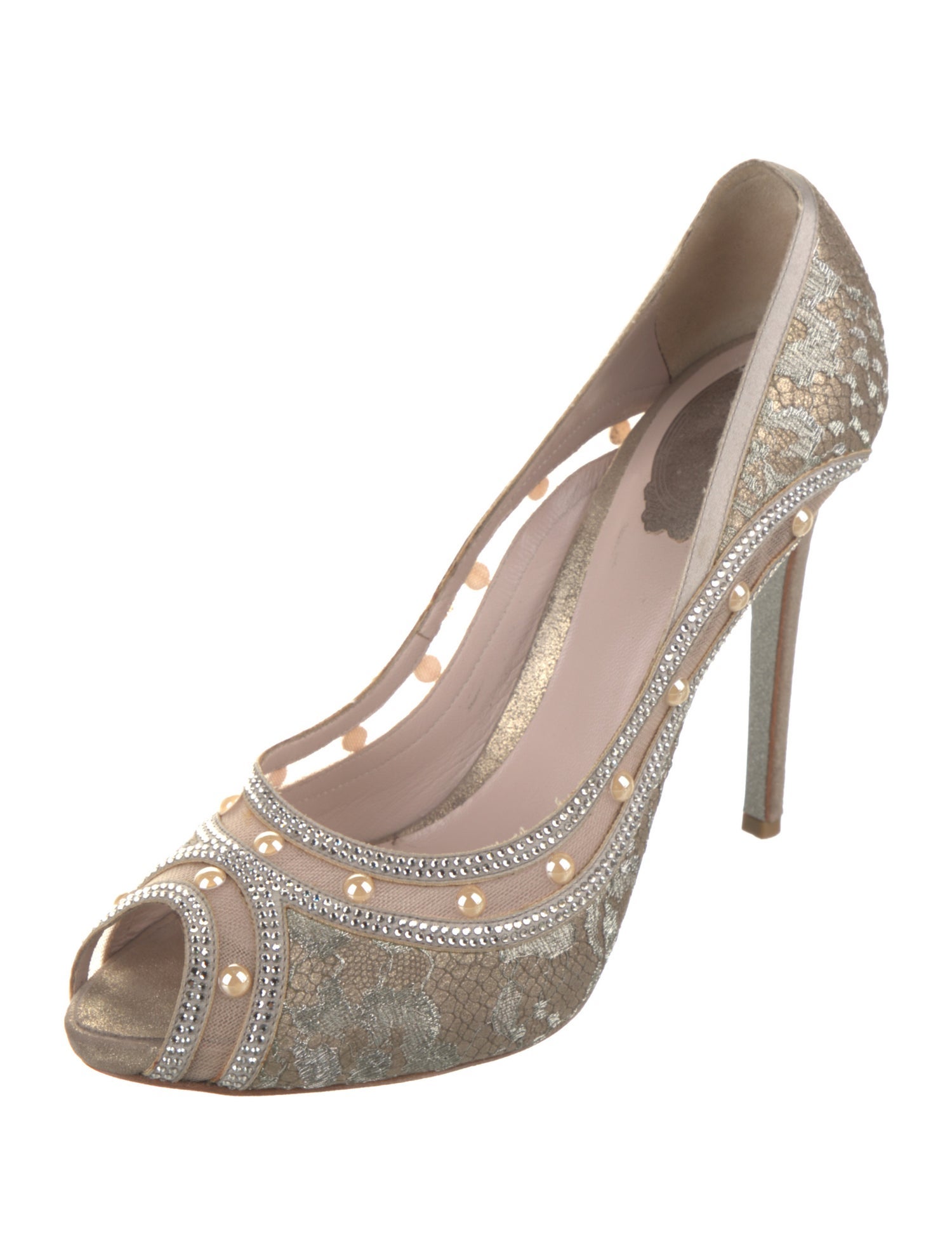 René Caovilla Crystal Embellishments Pumps
