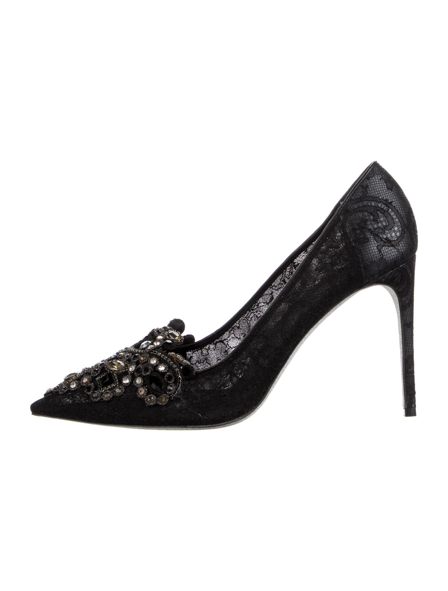 René Caovilla Mesh Glitter Accents Pumps