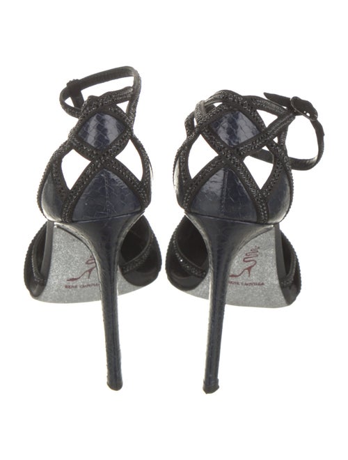 René Caovilla Leather Crystal Embellishments T-Strap Pumps