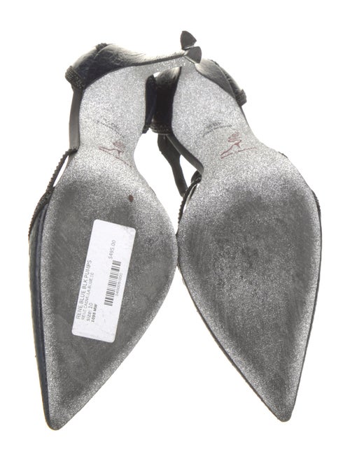 René Caovilla Leather Crystal Embellishments T-Strap Pumps