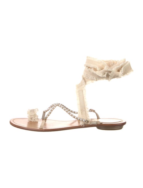 René Caovilla Faux Pearl Accents Crystal Embellishments Gladiator Sandals