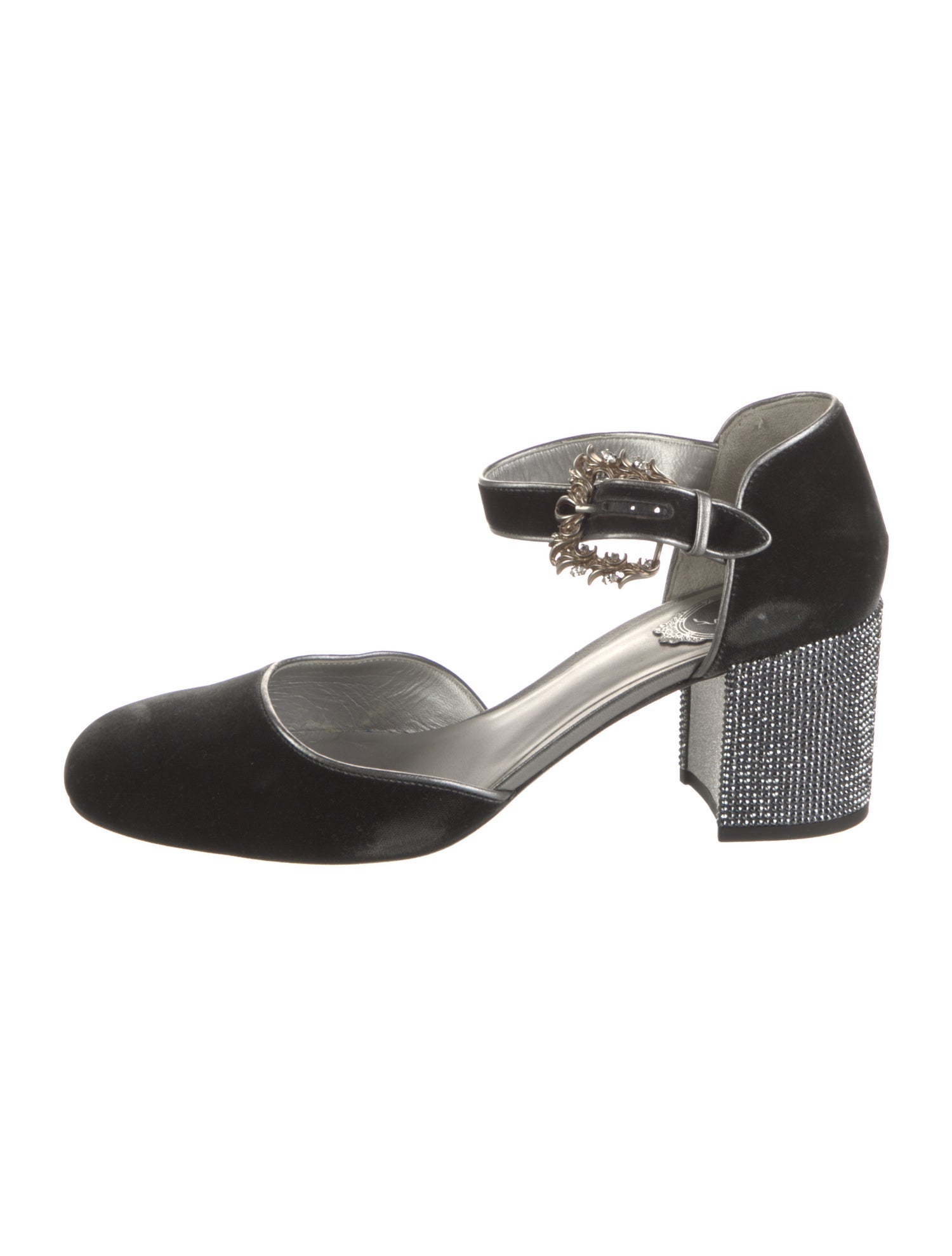 René Caovilla Velvet Studded Accents D'Orsay Pumps