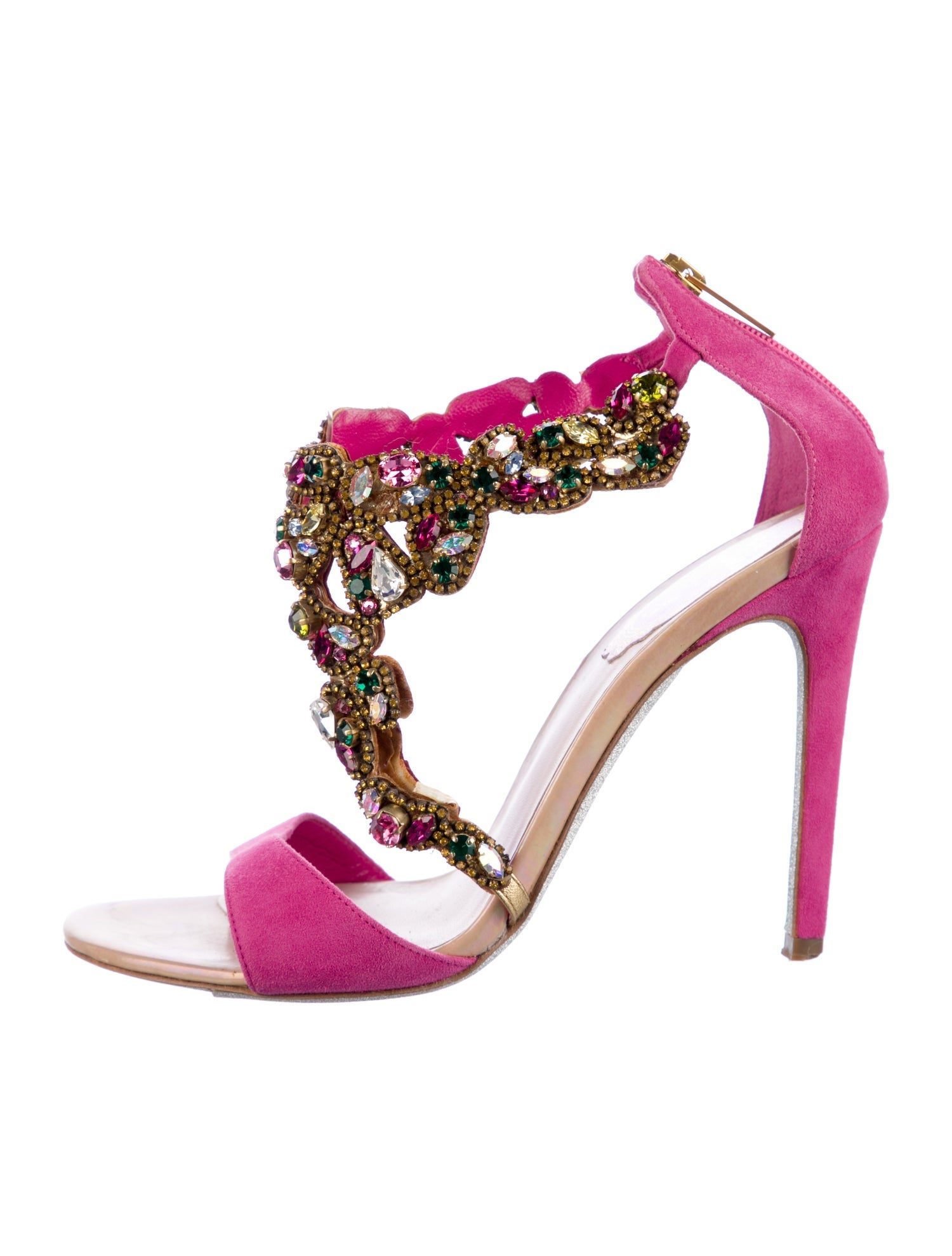 René Caovilla Suede Glitter Accents Sandals