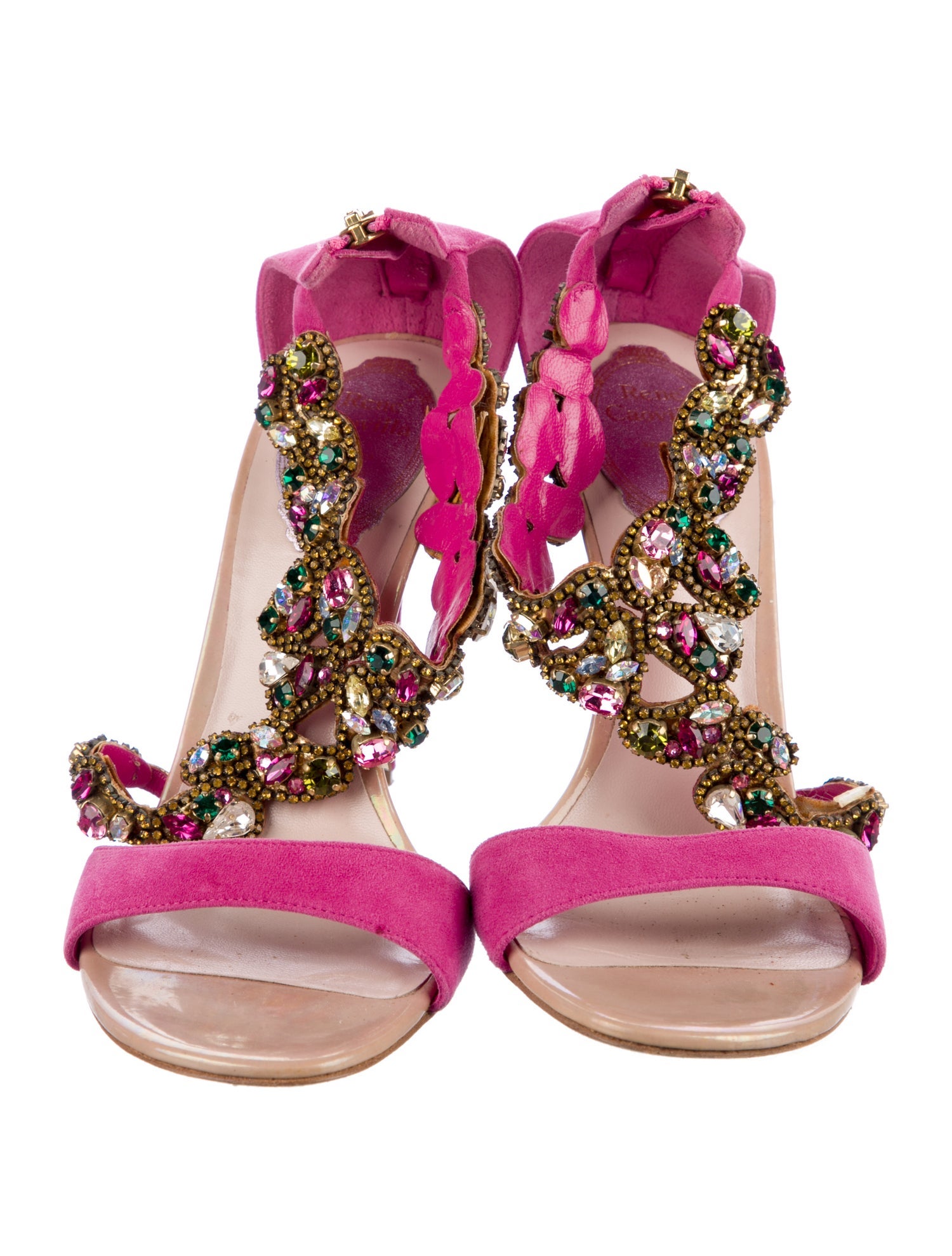 René Caovilla Suede Glitter Accents Sandals