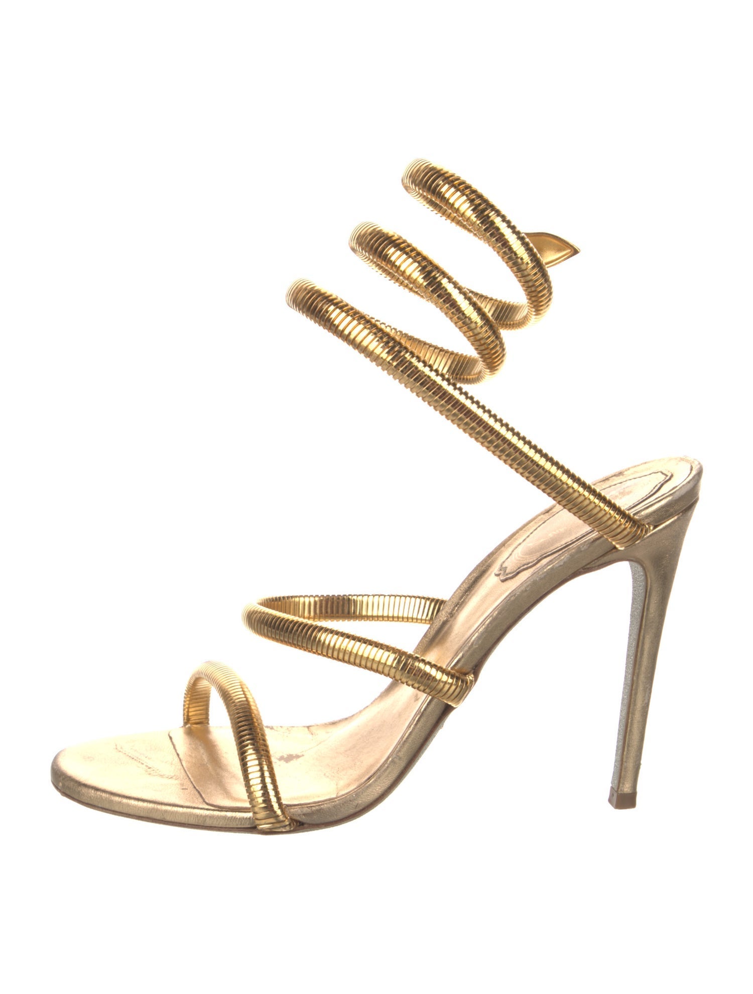 René Caovilla Leather Glitter Accents Sandals